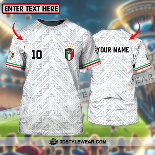 Unisex Shirt - Custom Name And Number Euro 2024 Italy White Line T-Shirt