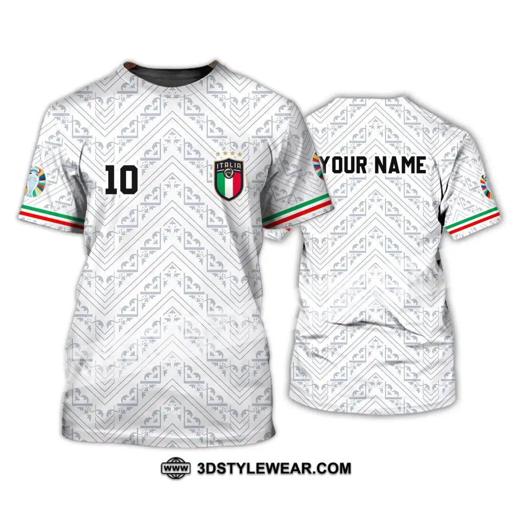 Unisex Shirt - Custom Name And Number Euro 2024 Italy White Line T-Shirt / S T-Shirt