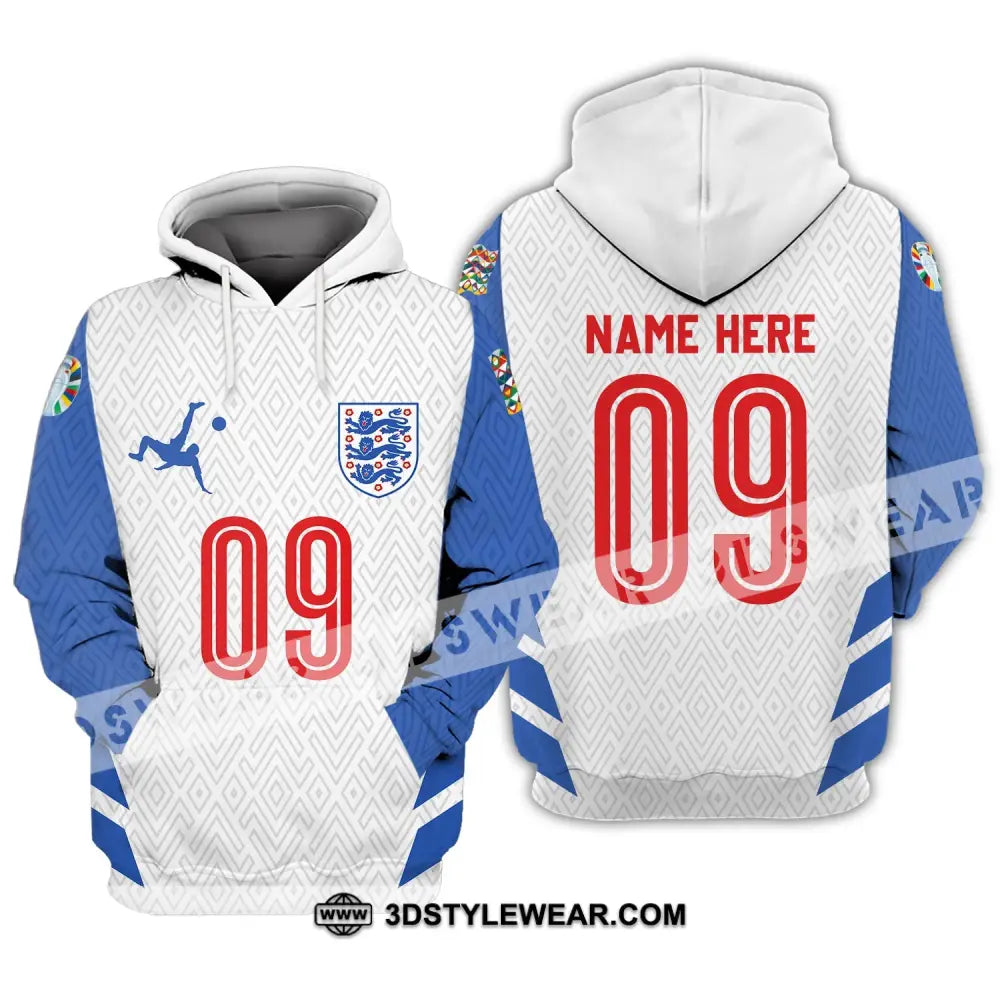 Unisex Shirt - Custom Name And Number Euro 2024 Logo England Team Hoodie / S T-Shirt