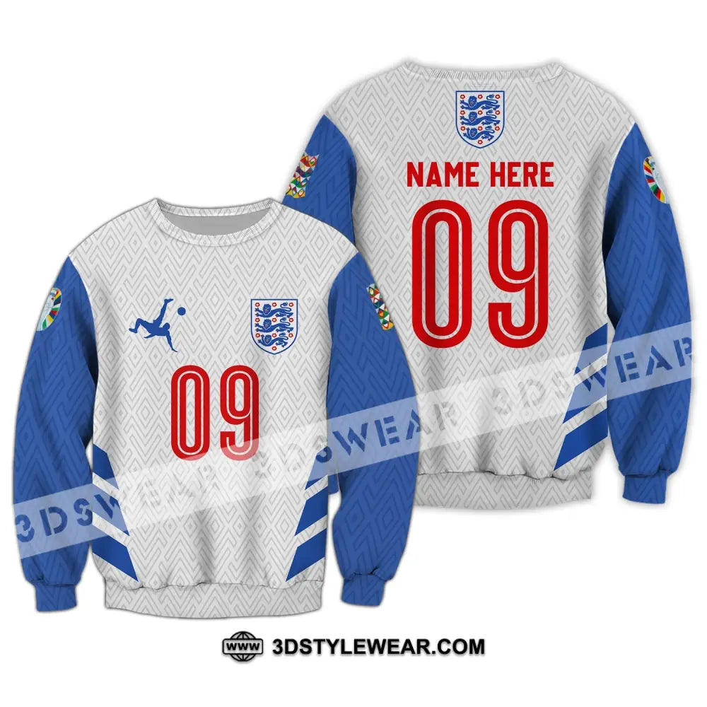 Unisex Shirt - Custom Name And Number Euro 2024 Logo England Team Long Sleeve / S T-Shirt