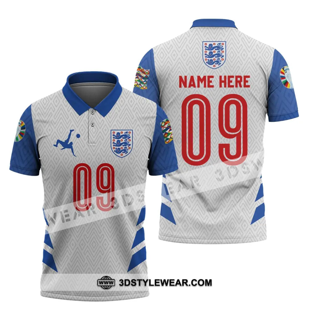 Unisex Shirt - Custom Name And Number Euro 2024 Logo England Team Polo / S T-Shirt