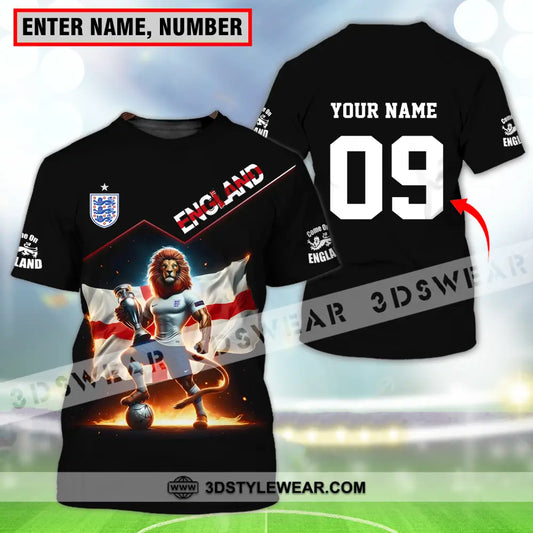 Unisex Shirt - Custom Name And Number Euro 2024 National Team England Lion Flag T-Shirt