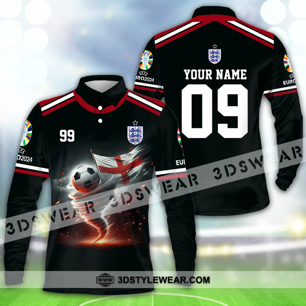 Unisex Shirt - Custom Name And Number Euro 2024 National Team England Long Sleeve Polo / S T-Shirt