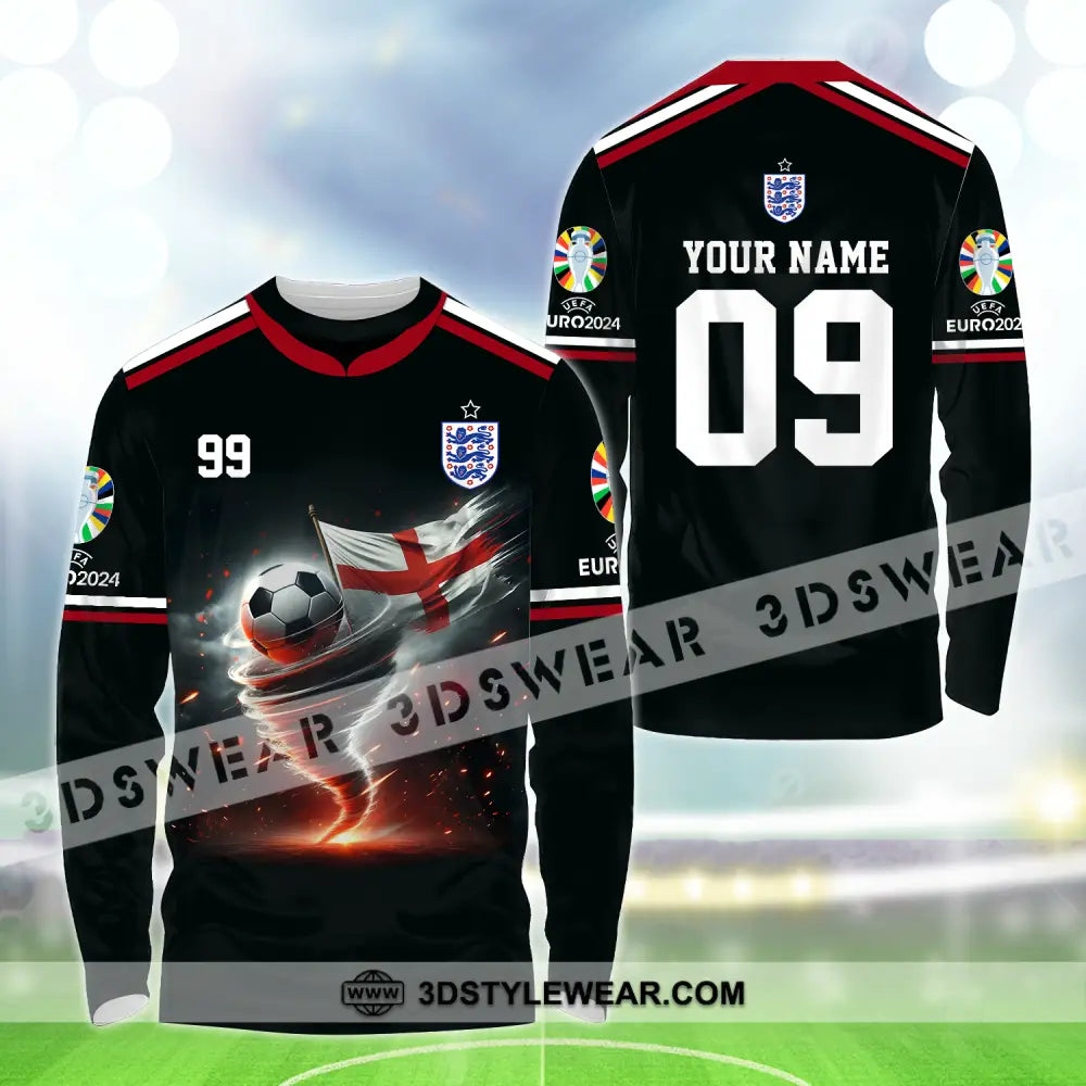 Unisex Shirt - Custom Name And Number Euro 2024 National Team England Long Sleeve / S T-Shirt