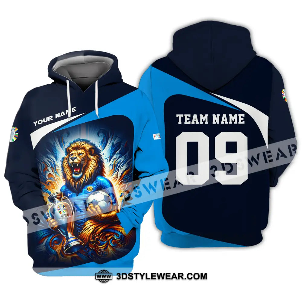 Unisex Shirt - Custom Name And Number Euro 2024 National Team Lion Holding Cup Ball Scotland Hoodie