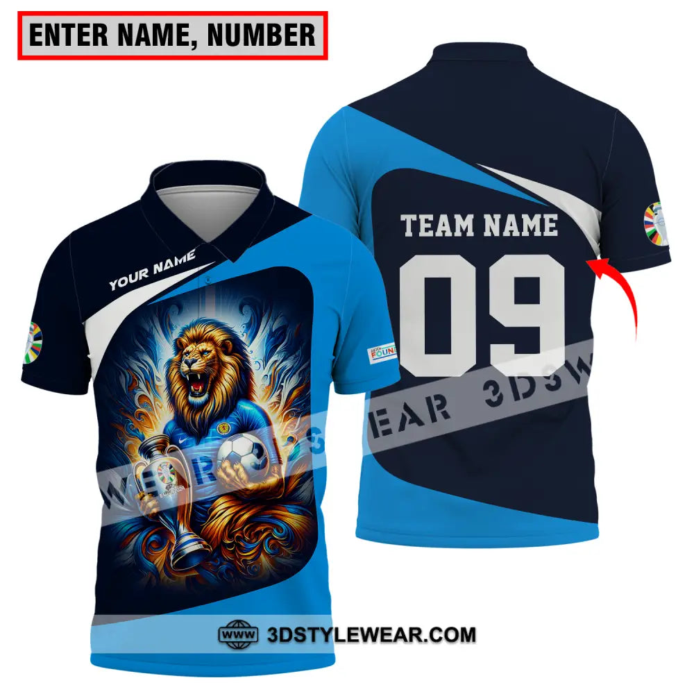 Unisex Shirt - Custom Name And Number Euro 2024 National Team Lion Holding Cup Ball Scotland T-Shirt