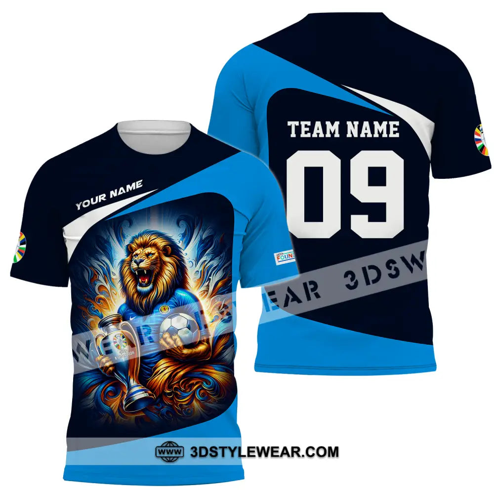 Unisex Shirt - Custom Name And Number Euro 2024 National Team Lion Holding Cup Ball Scotland