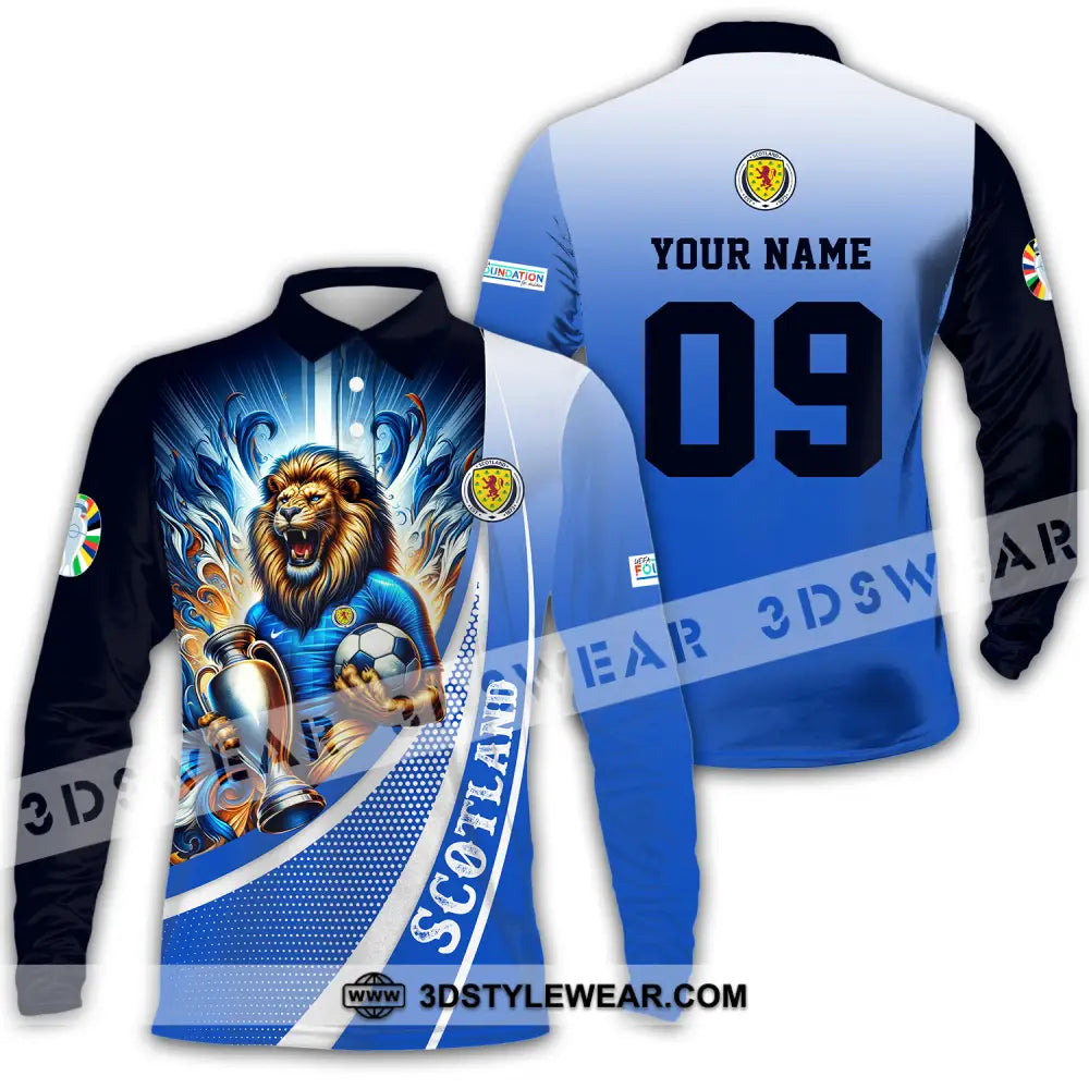 Unisex Shirt - Custom Name And Number Euro 2024 National Team Scotland Lion Holding Cup Long Sleeve