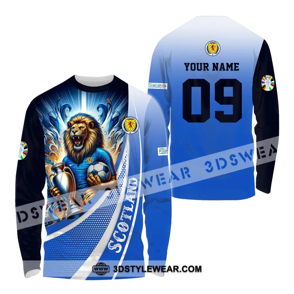 Unisex Shirt - Custom Name And Number Euro 2024 National Team Scotland Lion Holding Cup Long Sleeve