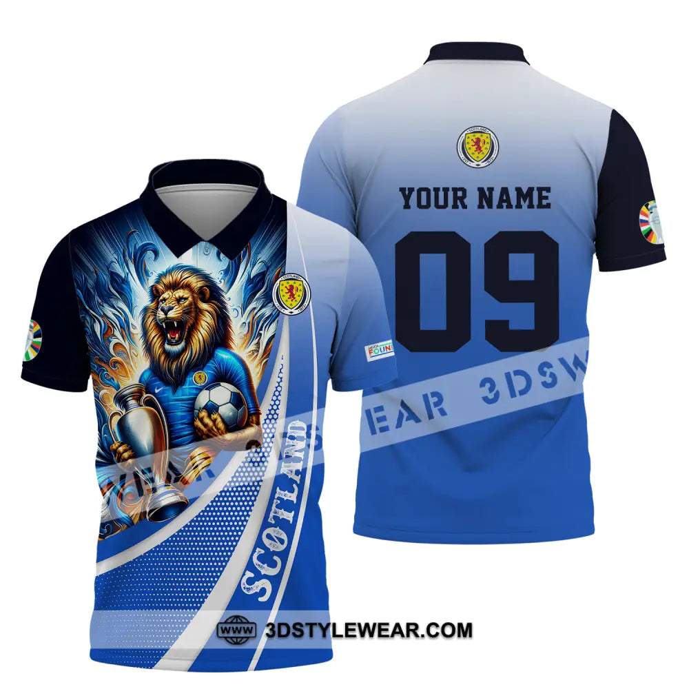 Unisex Shirt - Custom Name And Number Euro 2024 National Team Scotland Lion Holding Cup Polo / S