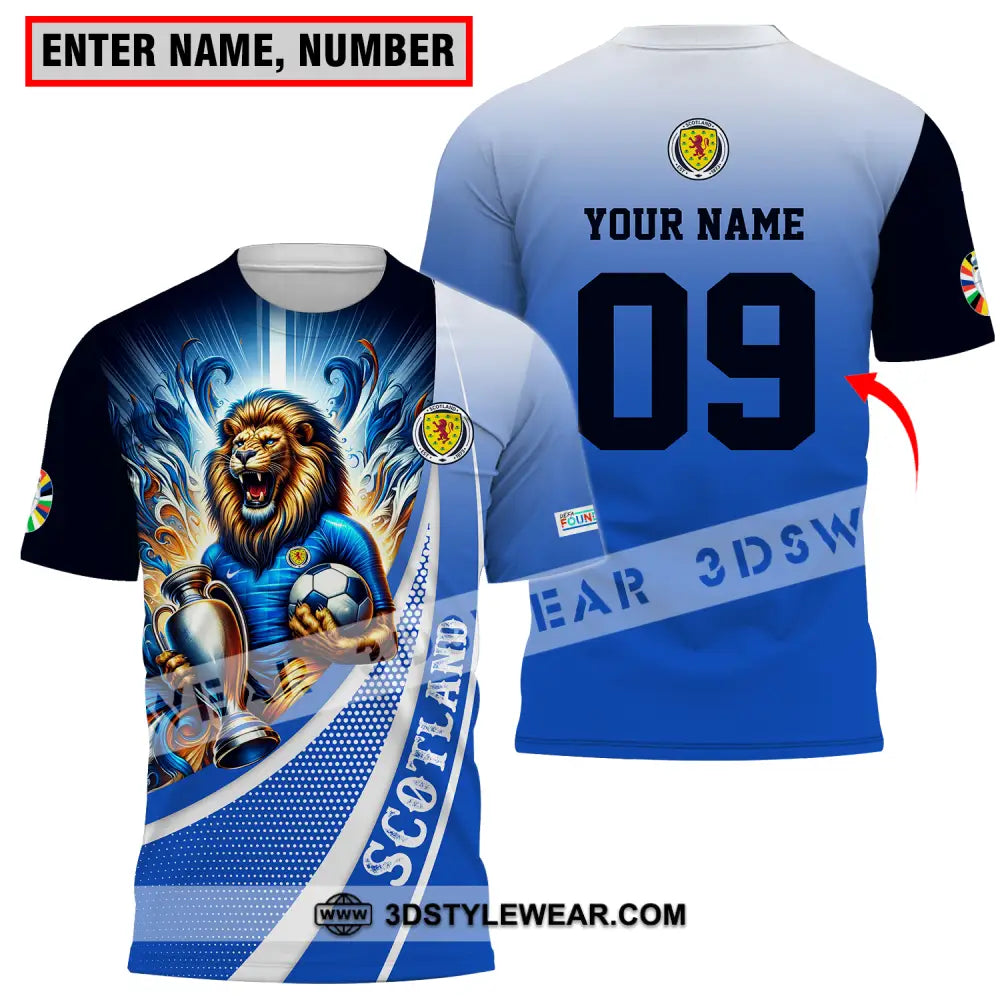 Unisex Shirt - Custom Name And Number Euro 2024 National Team Scotland Lion Holding Cup T-Shirt