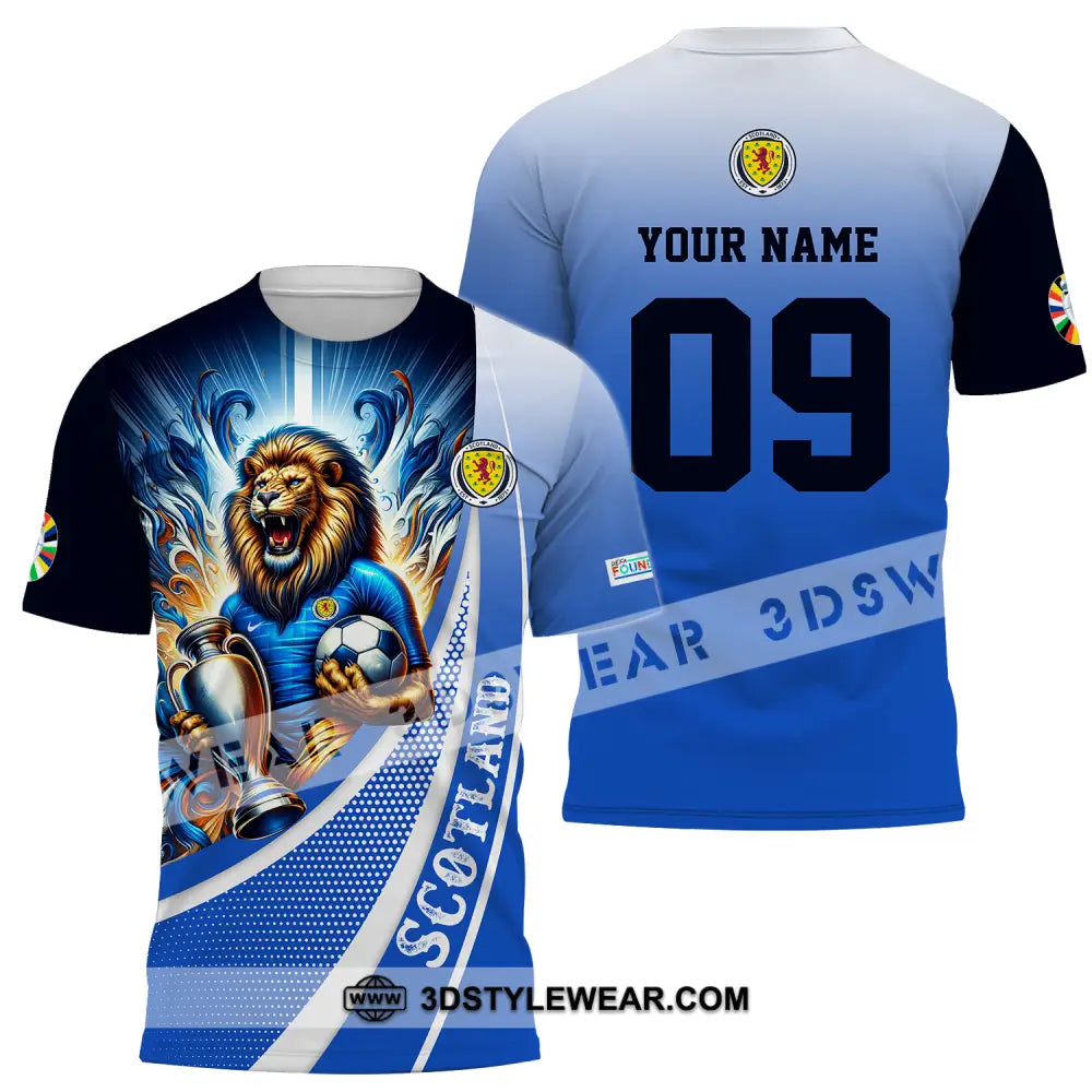 Unisex Shirt - Custom Name And Number Euro 2024 National Team Scotland Lion Holding Cup T-Shirt / S