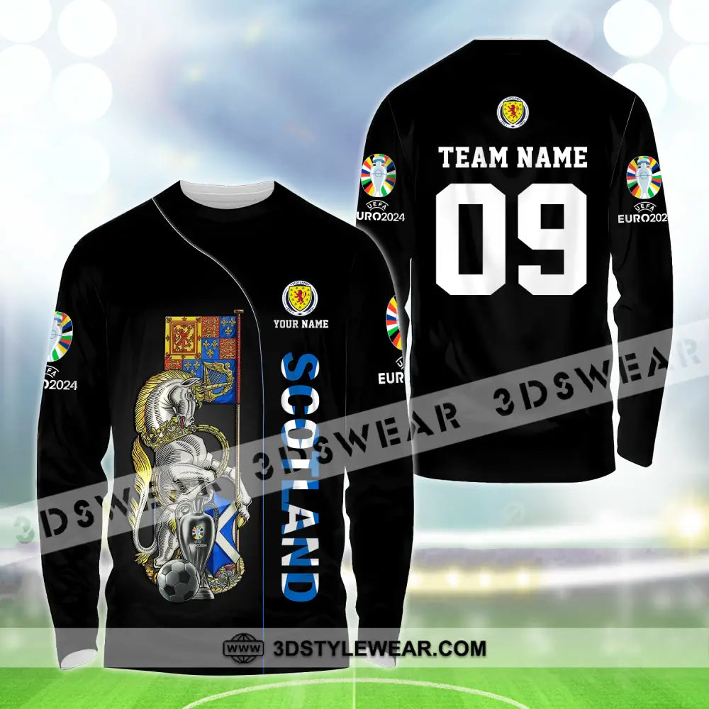 Unisex Shirt - Custom Name And Number Euro 2024 National Team Scotland Long Sleeve / S T-Shirt