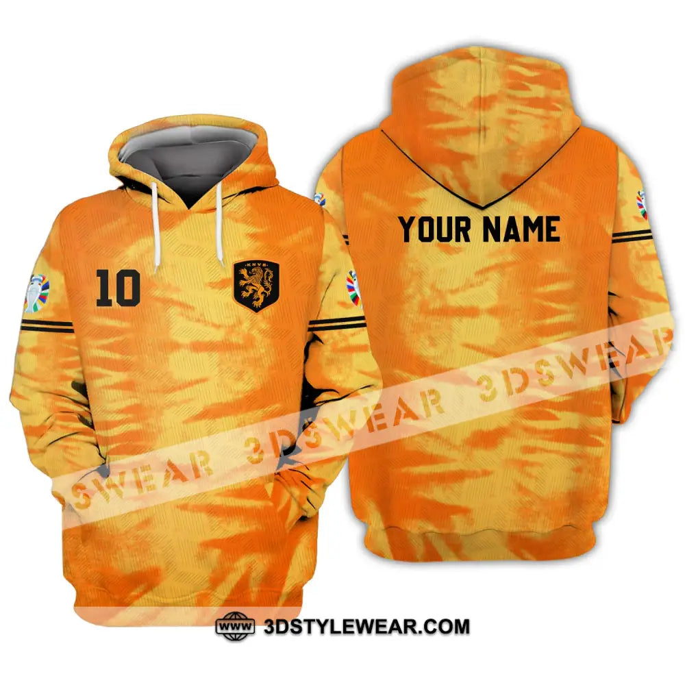 Unisex Shirt - Custom Name And Number Euro 2024 Orange Netherlands Hoodie / S T-Shirt