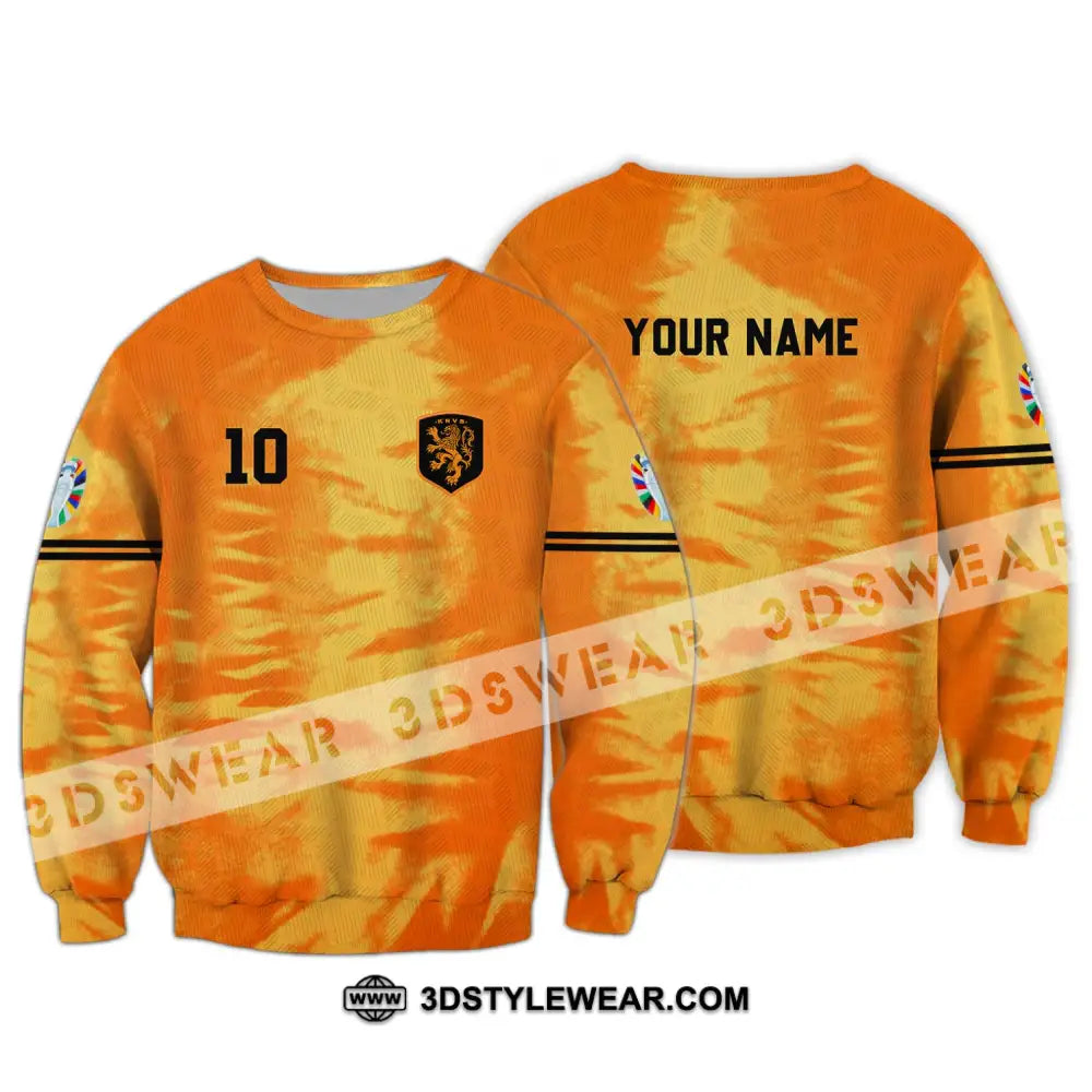 Unisex Shirt - Custom Name And Number Euro 2024 Orange Netherlands Long Sleeve / S T-Shirt