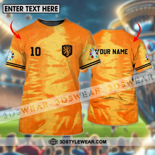 Unisex Shirt - Custom Name And Number Euro 2024 Orange Netherlands T-Shirt