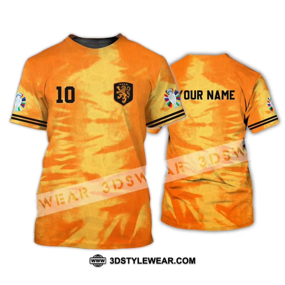 Unisex Shirt - Custom Name And Number Euro 2024 Orange Netherlands T-Shirt / S T-Shirt