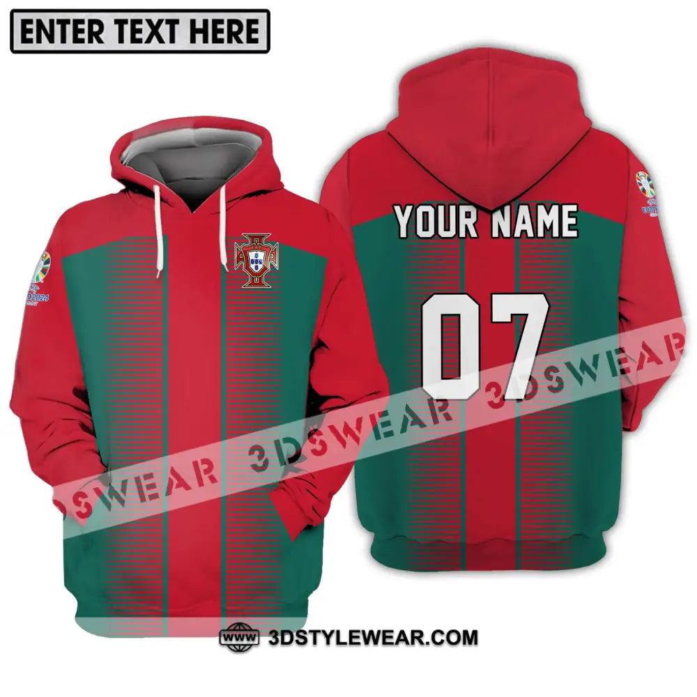 Unisex Shirt - Custom Name And Number Euro 2024 Portugal National Team Hoodie / S T-Shirt