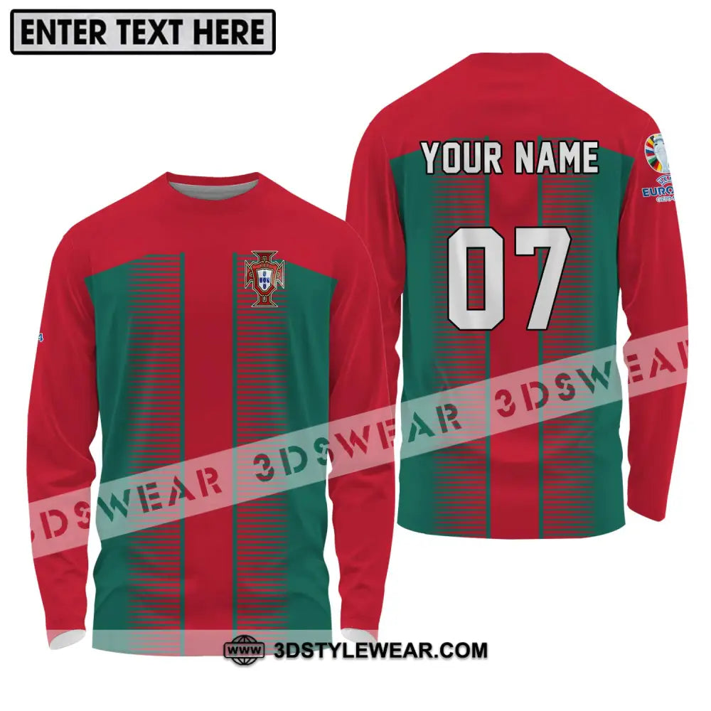 Unisex Shirt - Custom Name And Number Euro 2024 Portugal National Team Long Sleeve / S T-Shirt