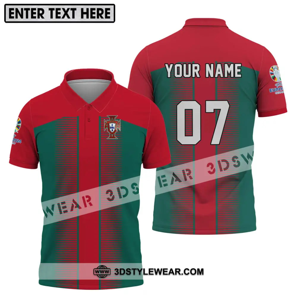 Unisex Shirt - Custom Name And Number Euro 2024 Portugal National Team Polo / S T-Shirt