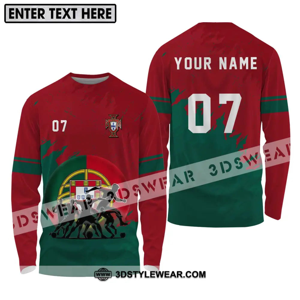 Unisex Shirt - Custom Name And Number Euro 2024 Portugal Team Long Sleeve / S T-Shirt