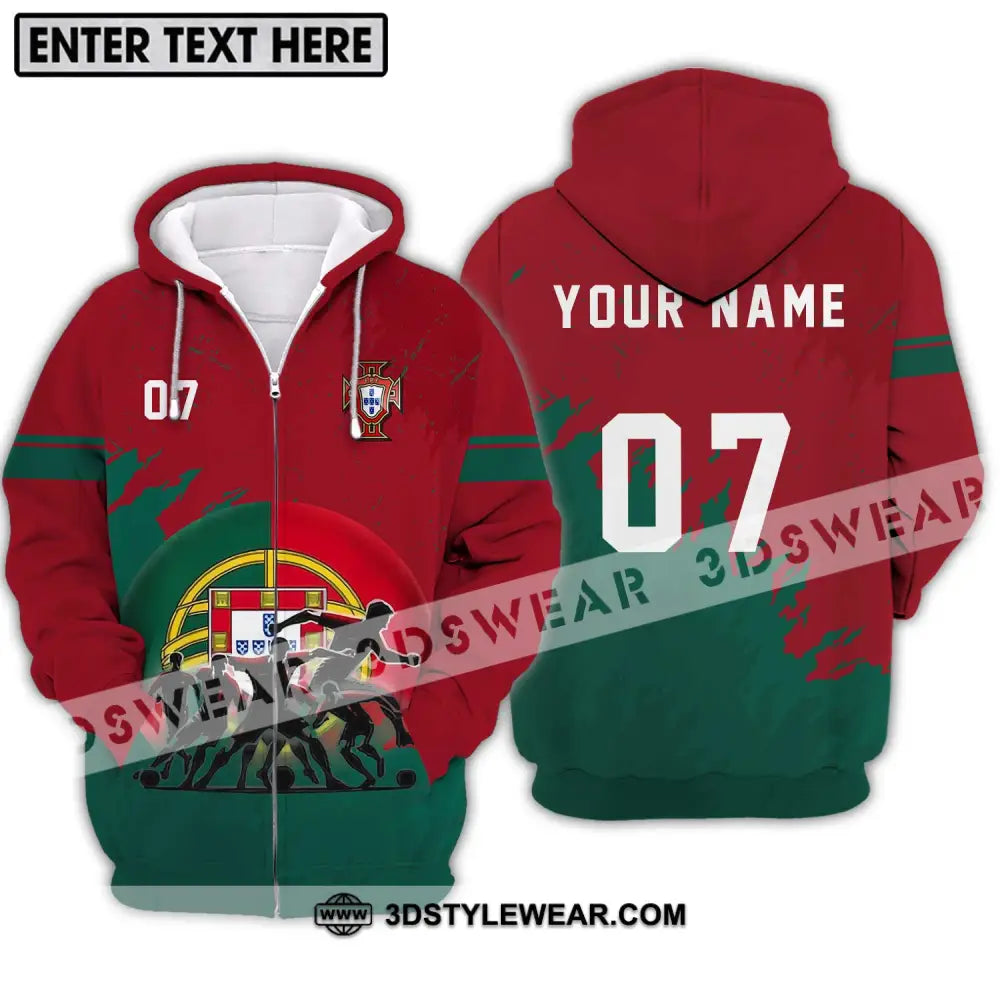 Unisex Shirt - Custom Name And Number Euro 2024 Portugal Team Zipper Hoodie / S T-Shirt