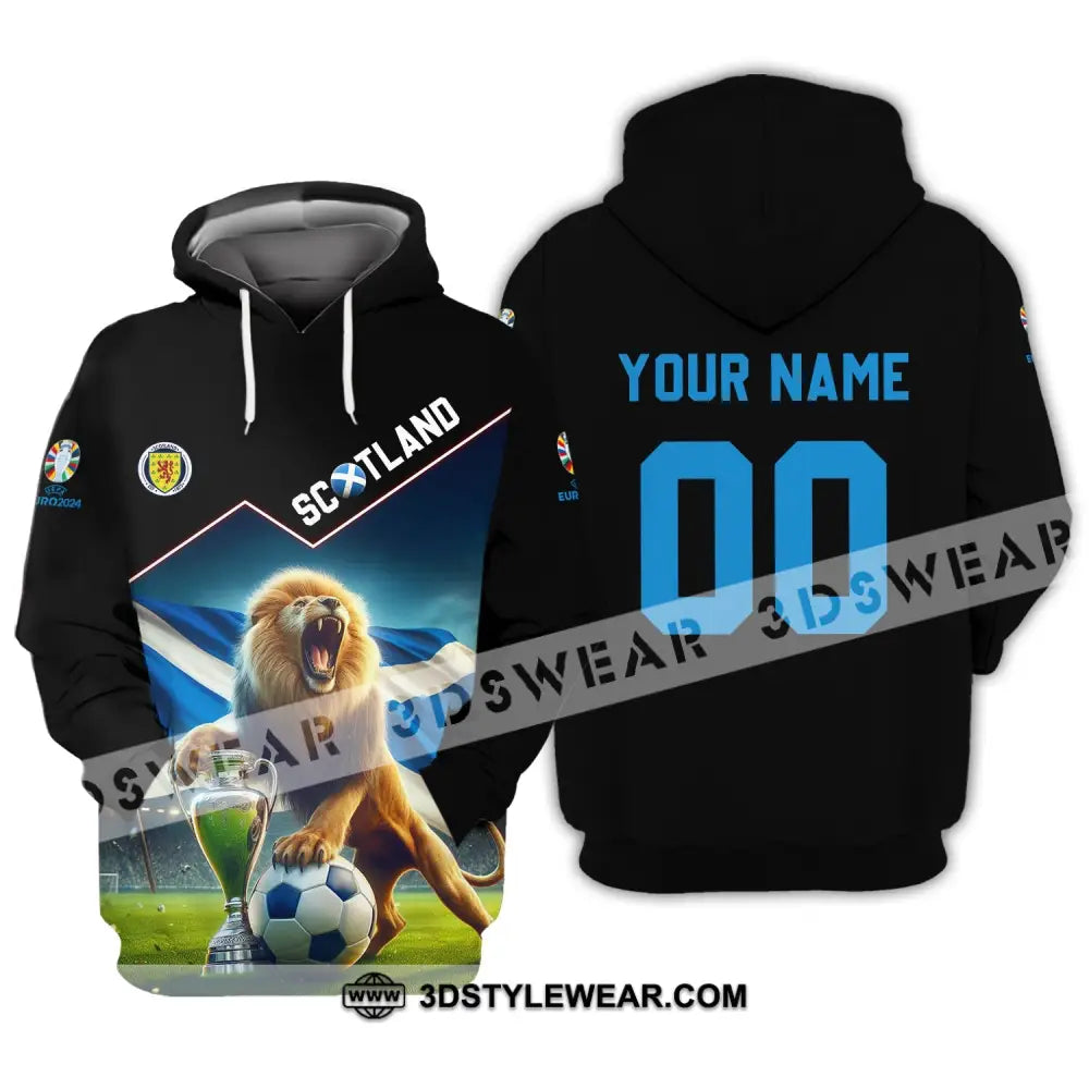 Unisex Shirt - Custom Name And Number Euro 2024 Scotland Team Lover Lion Hoodie / S T-Shirt