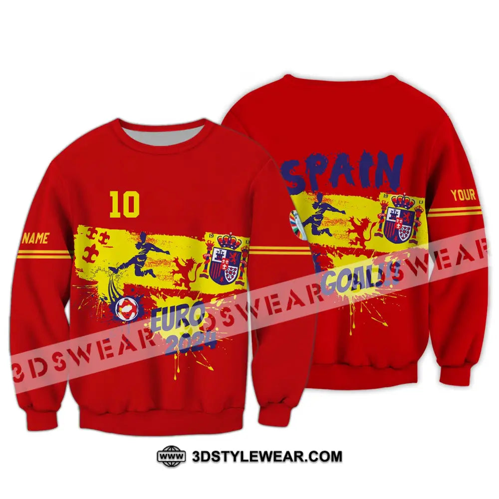 Unisex Shirt - Custom Name And Number Euro 2024 Spain Goal! Long Sleeve / S T-Shirt