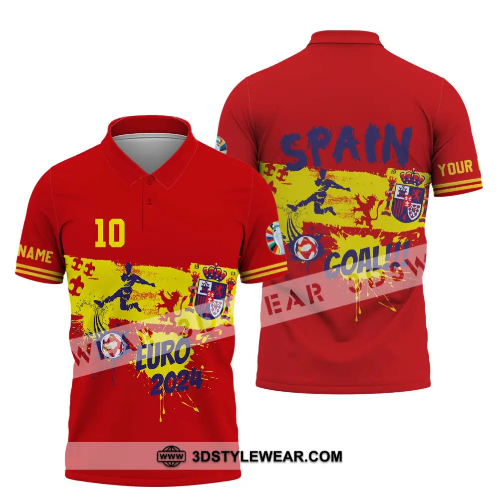 Unisex Shirt - Custom Name And Number Euro 2024 Spain Goal! Polo / S T-Shirt