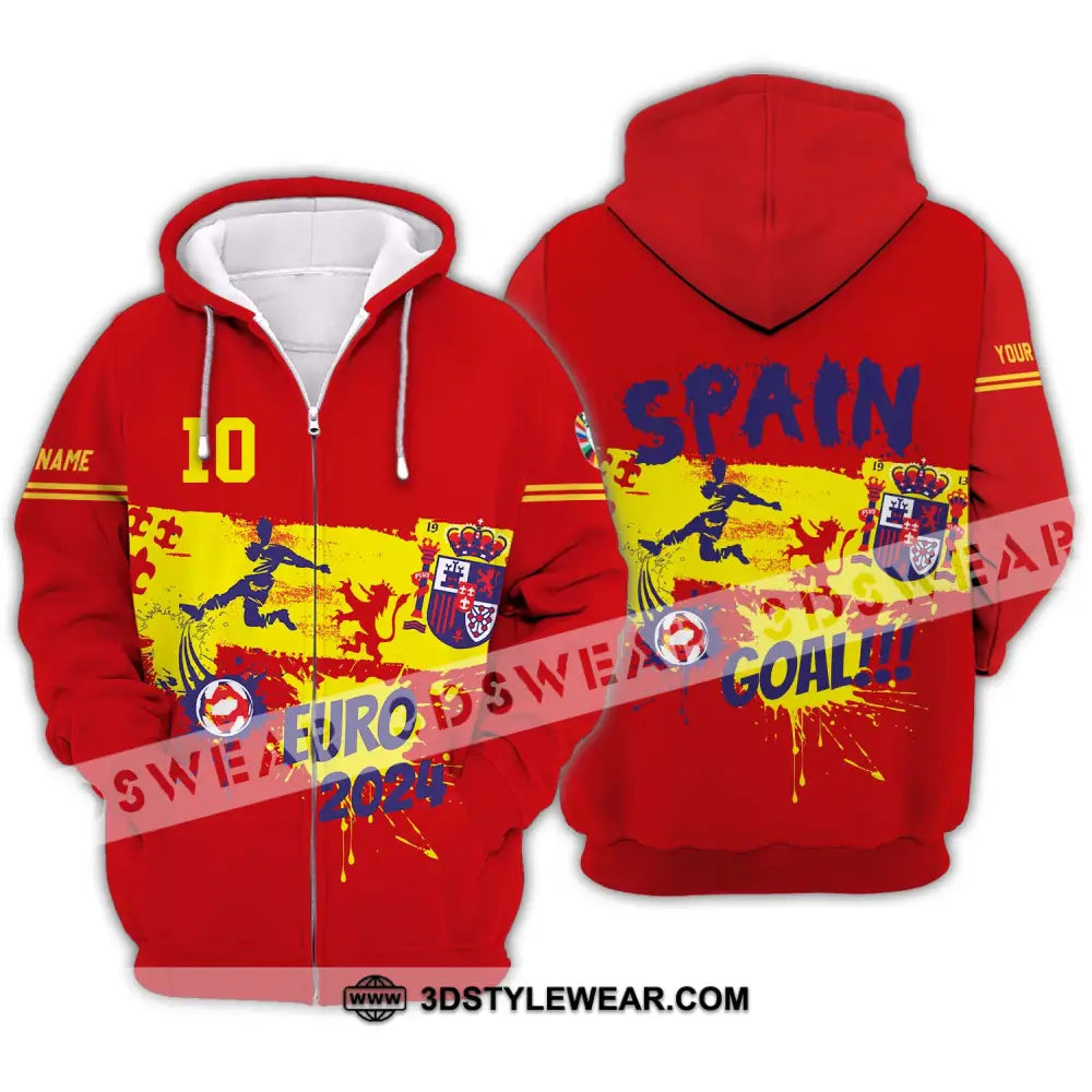 Unisex Shirt - Custom Name And Number Euro 2024 Spain Goal! Zipper Hoodie / S T-Shirt