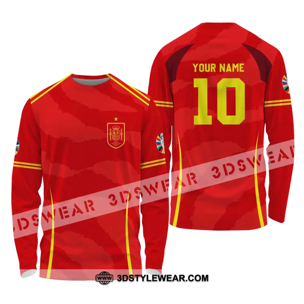 Unisex Shirt - Custom Name And Number European Champions 2024 Red Long Sleeve / S T-Shirt