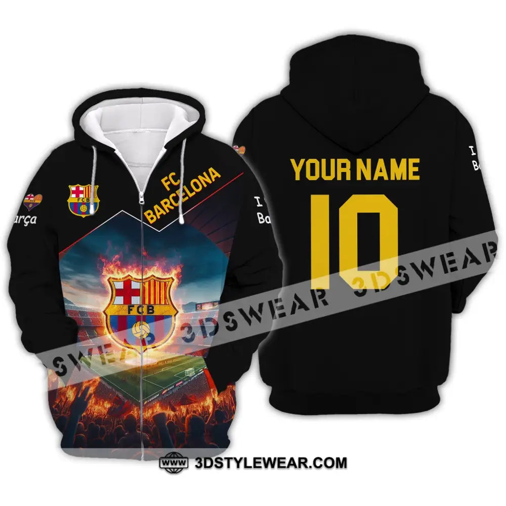 Unisex Shirt - Custom Name And Number Fc Blaugrana Lover Zipper Hoodie / S T-Shirt