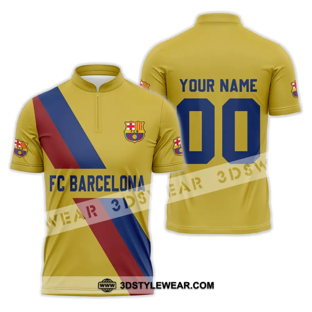 Unisex Shirt - Custom Name And Number Fc Blaugrana Lover Zipper Polo / S T-Shirt