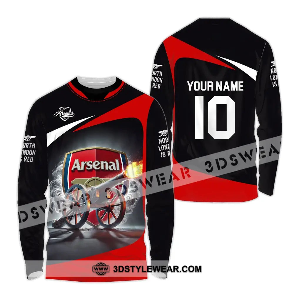 Unisex Shirt - Custom Name And Number Fc The Gunners Long Sleeve / S T-Shirt