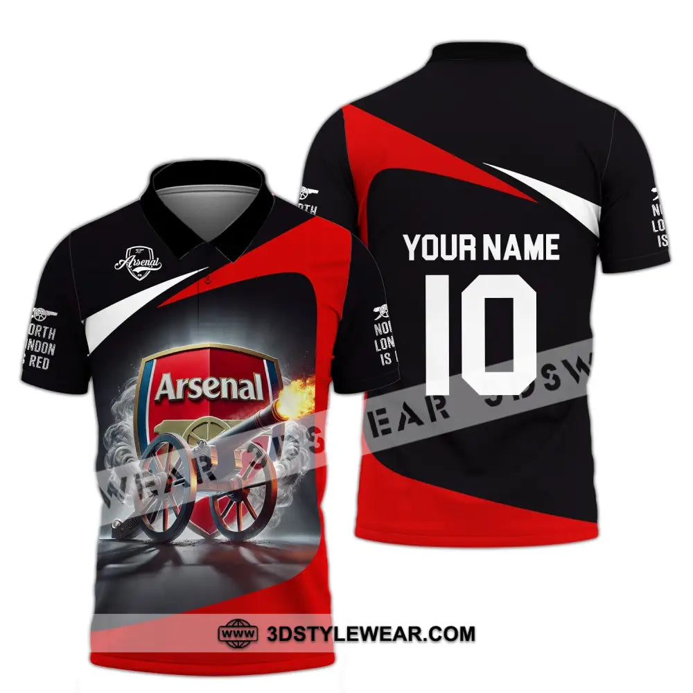 Unisex Shirt - Custom Name And Number Fc The Gunners Polo / S T-Shirt