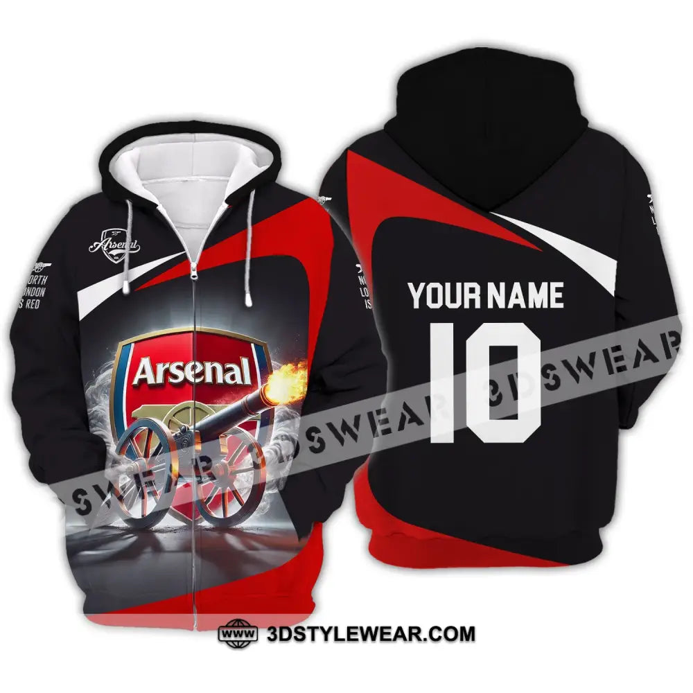 Unisex Shirt - Custom Name And Number Fc The Gunners Zipper Hoodie / S T-Shirt