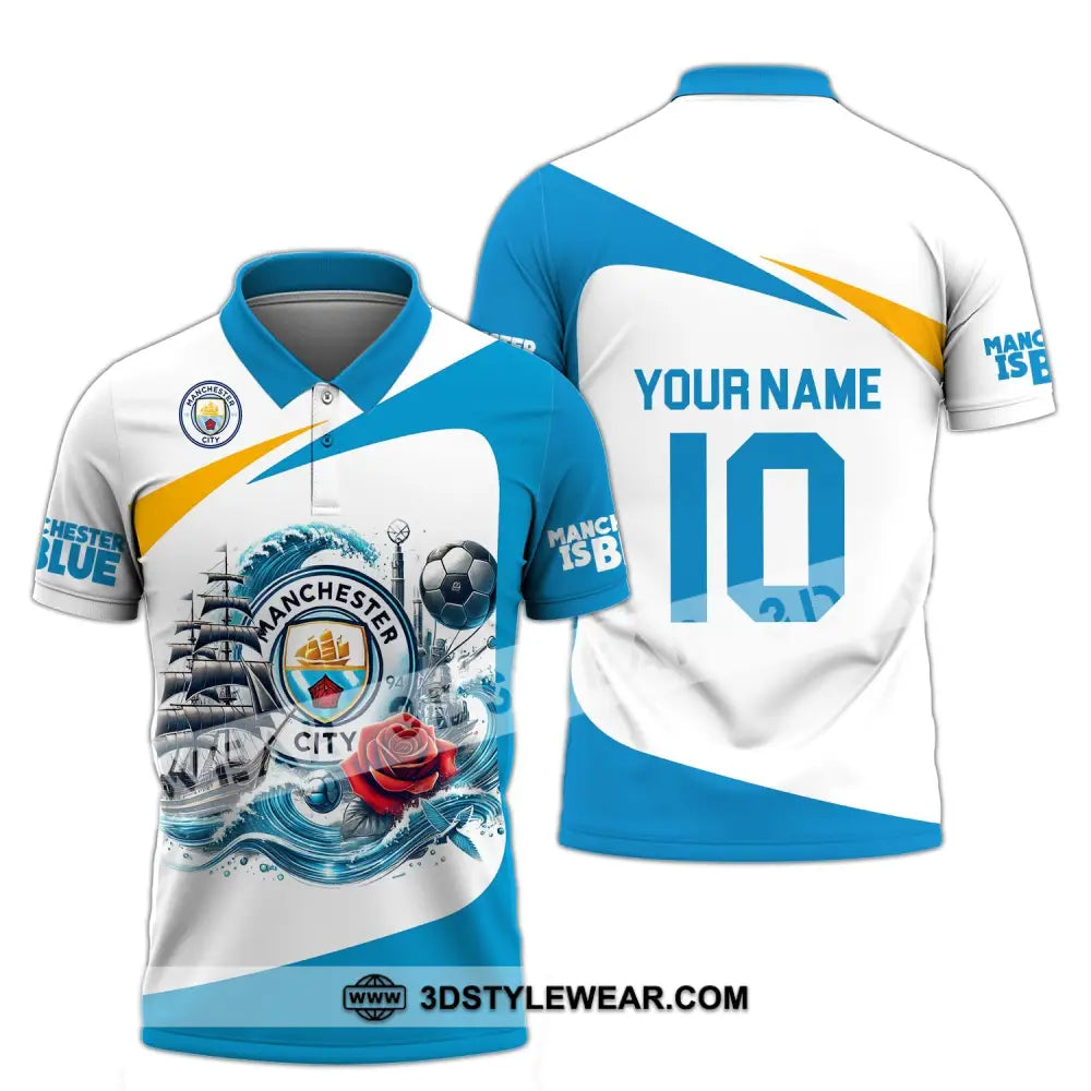 Unisex Shirt - Custom Name And Number Fc The Sky Blues Lover Polo / S T-Shirt