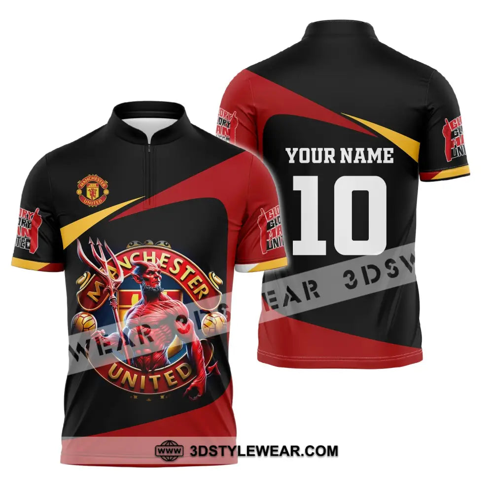 Unisex Shirt Custom Name And Number Football Euro 2024 Mufc Polo Long Sleeve Zipper / S T-Shirt