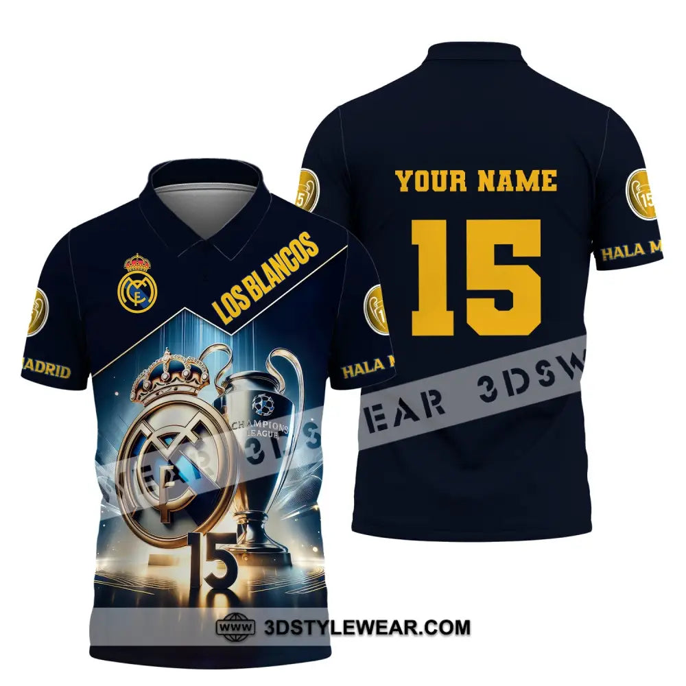 Unisex Shirt Custom Name And Number Football Los Blancos Hala Madrid Polo / S T-Shirt