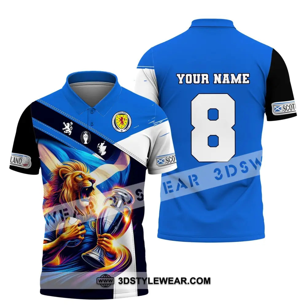 Unisex Shirt Custom Name And Number Football Scotland Polo Long Sleeve Euro 2024 / S T-Shirt