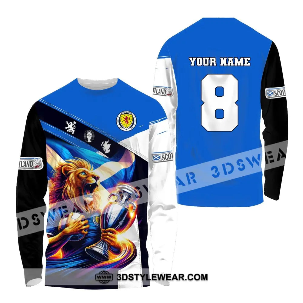 Unisex Shirt Custom Name And Number Football Scotland Polo Long Sleeve Euro 2024 / S T-Shirt