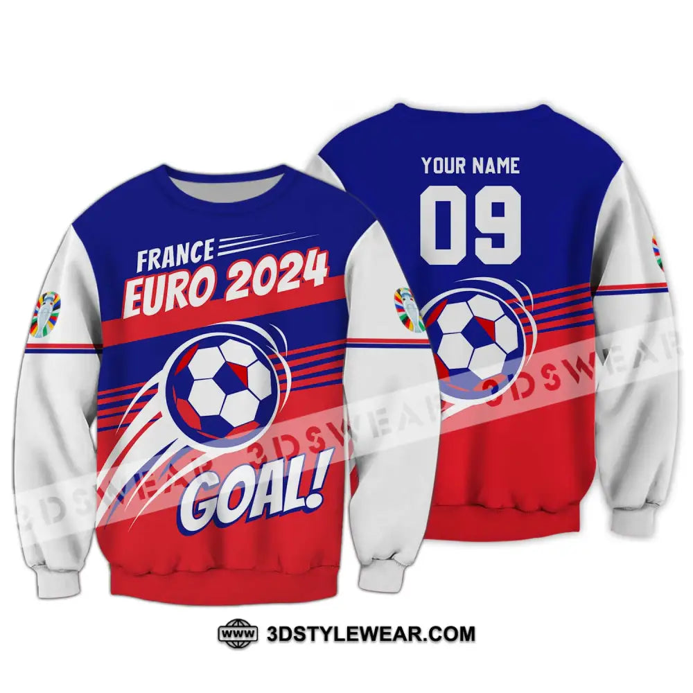 Unisex Shirt - Custom Name And Number France Euro 2024 National Team Goal! Long Sleeve / S T-Shirt