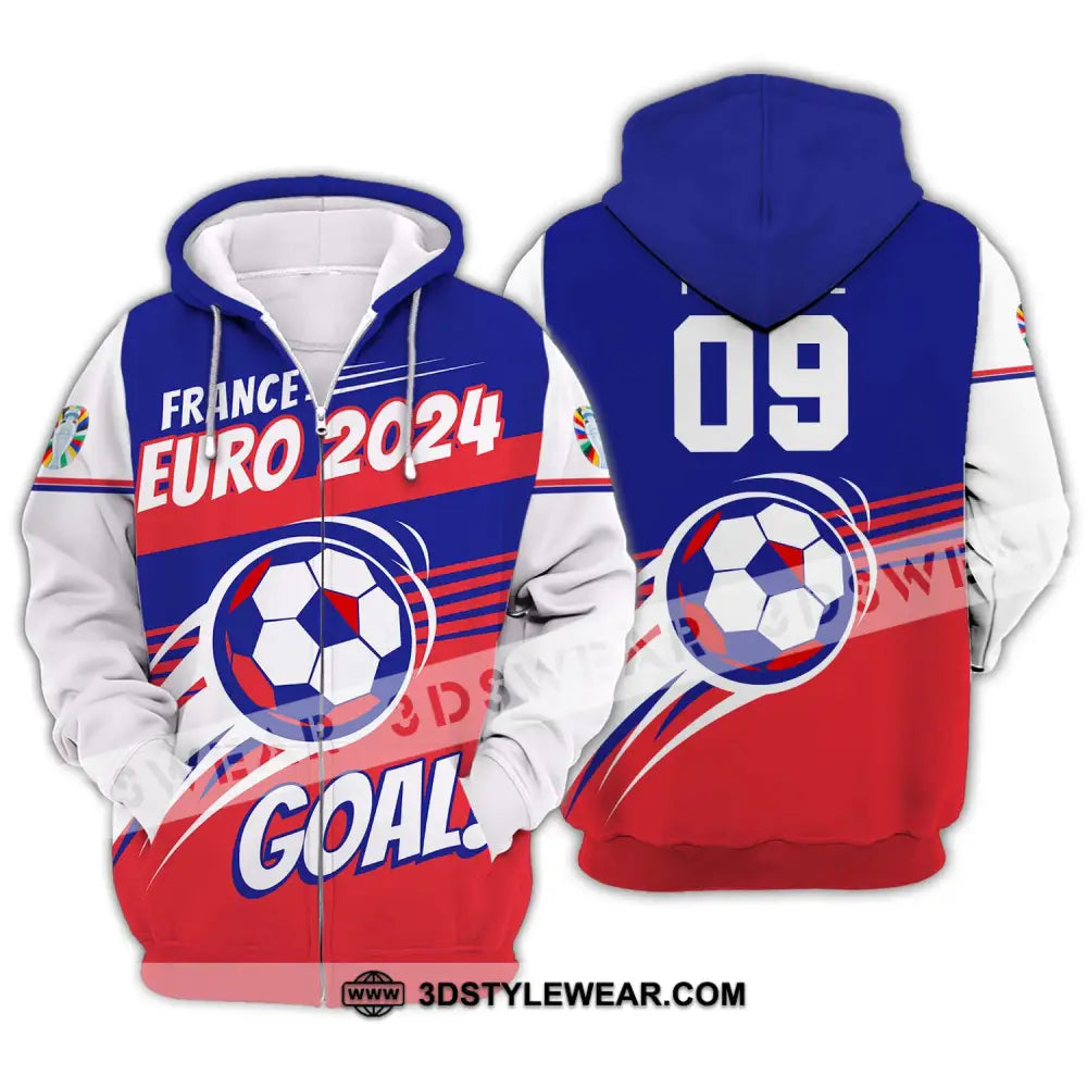 Unisex Shirt - Custom Name And Number France Euro 2024 National Team Goal! Zipper Hoodie / S T-Shirt