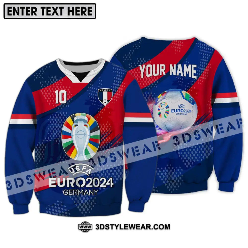 Unisex Shirt - Custom Name And Number France National Team Euro 2024 Long Sleeve / S T-Shirt