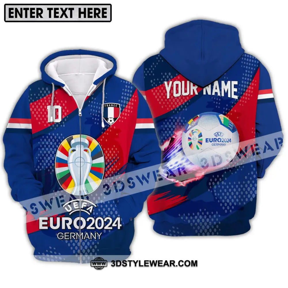 Unisex Shirt - Custom Name And Number France National Team Euro 2024 Zipper Hoodie / S T-Shirt