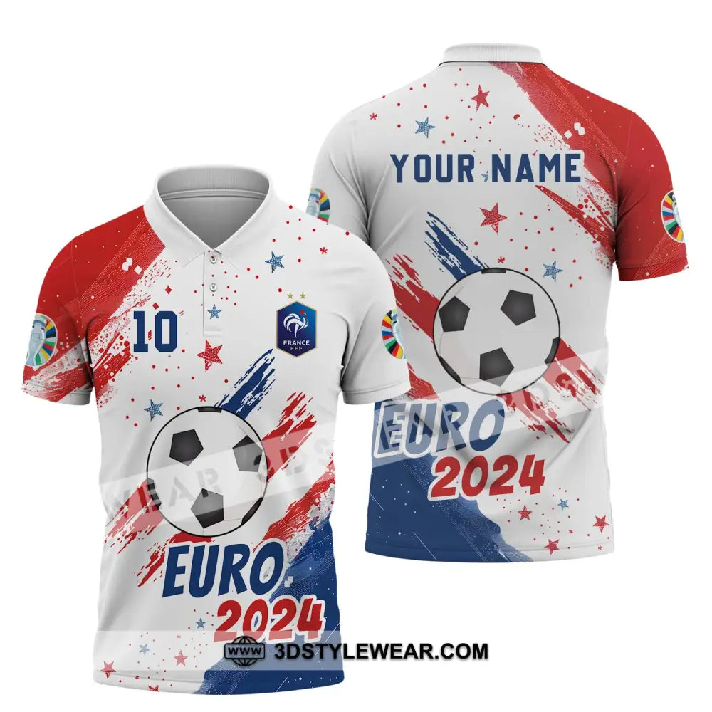 Unisex Shirt - Custom Name And Number France Team Light Stars Euro 2024 Polo / S T-Shirt