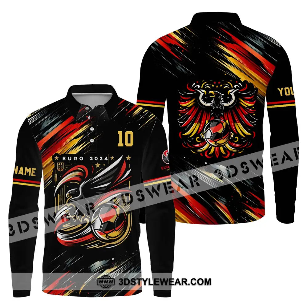 Unisex Shirt - Custom Name And Number Germany Euro 2024 Eagle Long Sleeve Polo / S T-Shirt