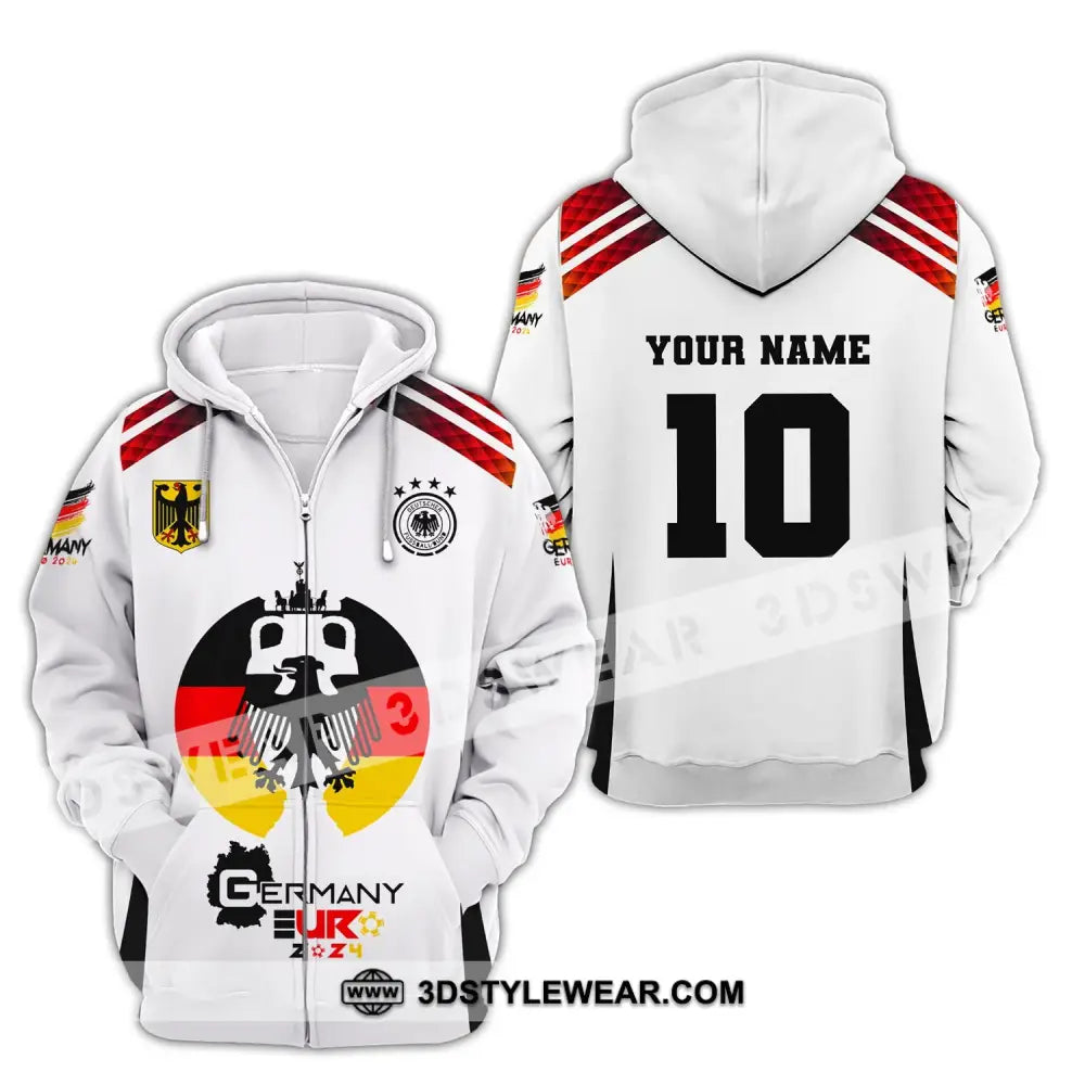 Unisex Shirt Custom Name And Number Germany Euro 2024 Football Polo Long Sleeve Zipper Hoodie / S