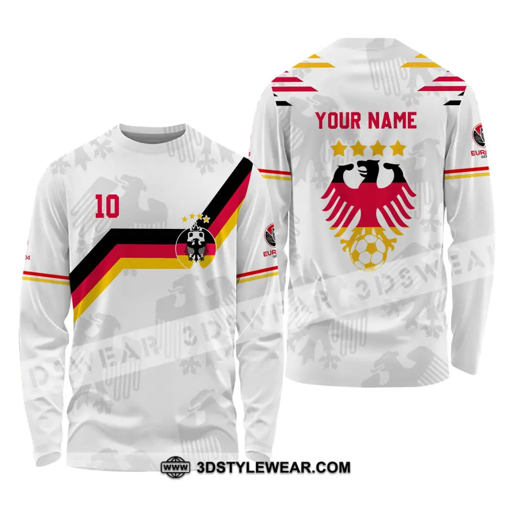 Unisex Shirt - Custom Name And Number Germany Euro 2024 White Color Long Sleeve / S T-Shirt