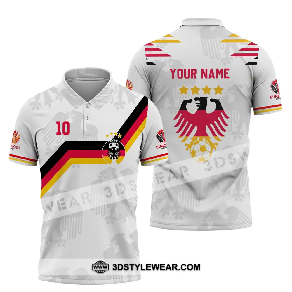 Unisex Shirt - Custom Name And Number Germany Euro 2024 White Color Polo / S T-Shirt